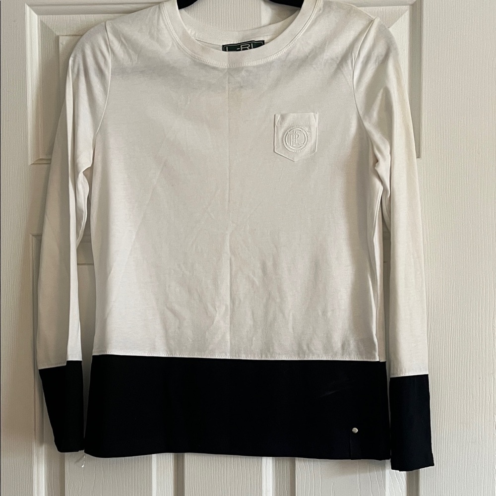Long-Sleeve Colorblock Top - White & Black